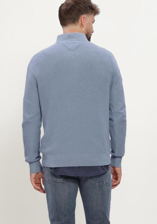 TOMMY HILFIGER Heren Truien & Vesten Pima Ctn Cash Structure Zip Mock Lichtblauw - Foto 2