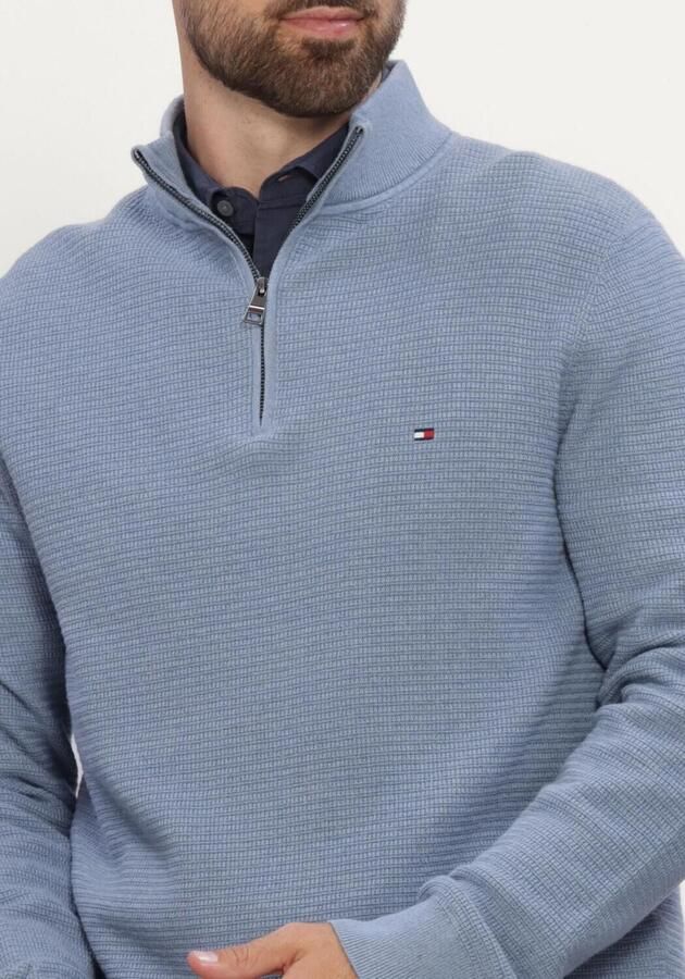 TOMMY HILFIGER Heren Truien & Vesten Pima Ctn Cash Structure Zip Mock Lichtblauw - Foto 3