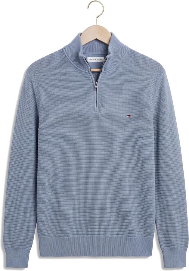 TOMMY HILFIGER Heren Truien & Vesten Pima Ctn Cash Structure Zip Mock Lichtblauw - Foto 4