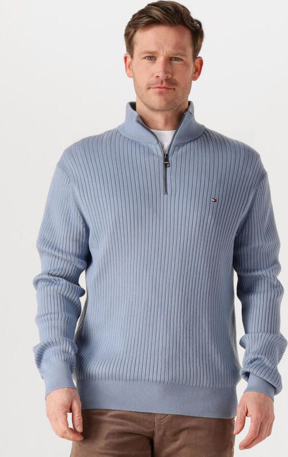 TOMMY HILFIGER Heren Truien & Vesten Pima Org Ctn Cash Structure Zip Mock Lichtblauw