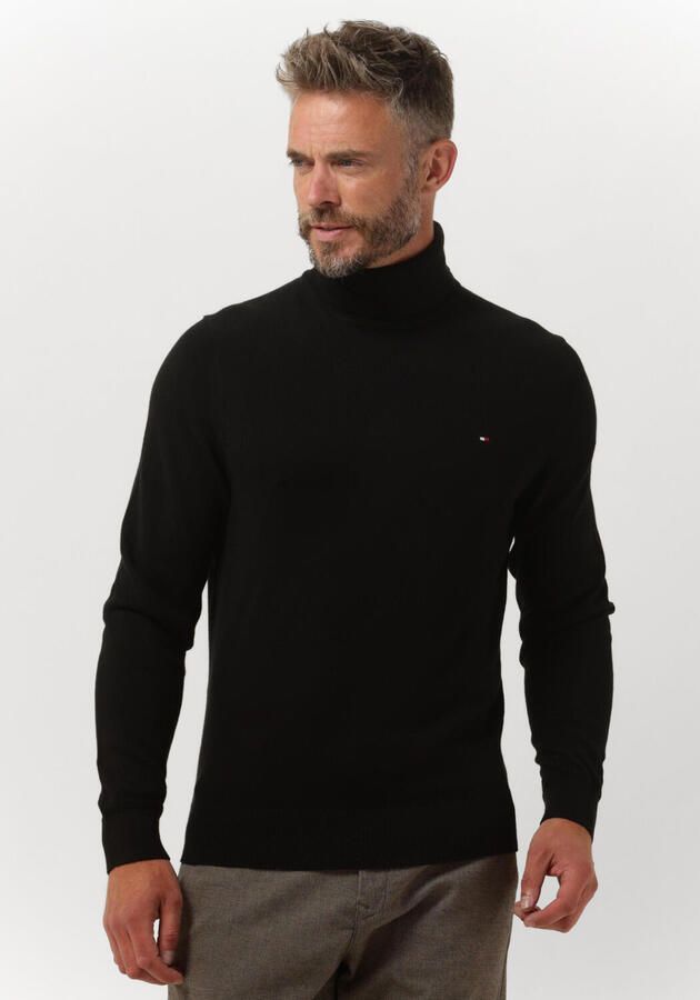 Tommy Hilfiger Zwarte Sweaters met Iconische Tape en Turtleneck Kraag Black Heren