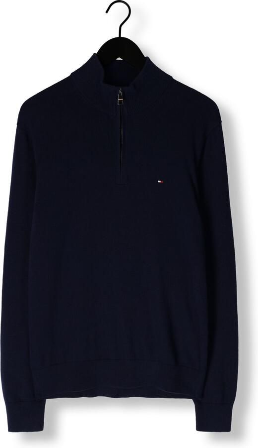 Tommy Hilfiger Blauwe Pima Organisch Katoen Kasjmier Zip Mock Gebreid Blue Heren - Foto 3
