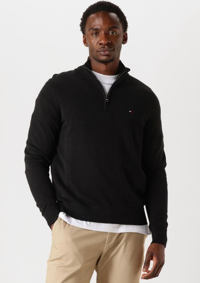 TOMMY HILFIGER Heren Truien & Vesten Pima Org Ctn Cashmere Zip Mock Zwart - Foto 4