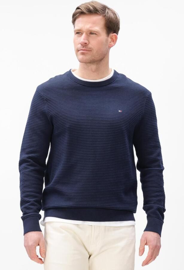 TOMMY HILFIGER Heren Truien & Vesten Seasonal Structure Cneck Donkerblauw