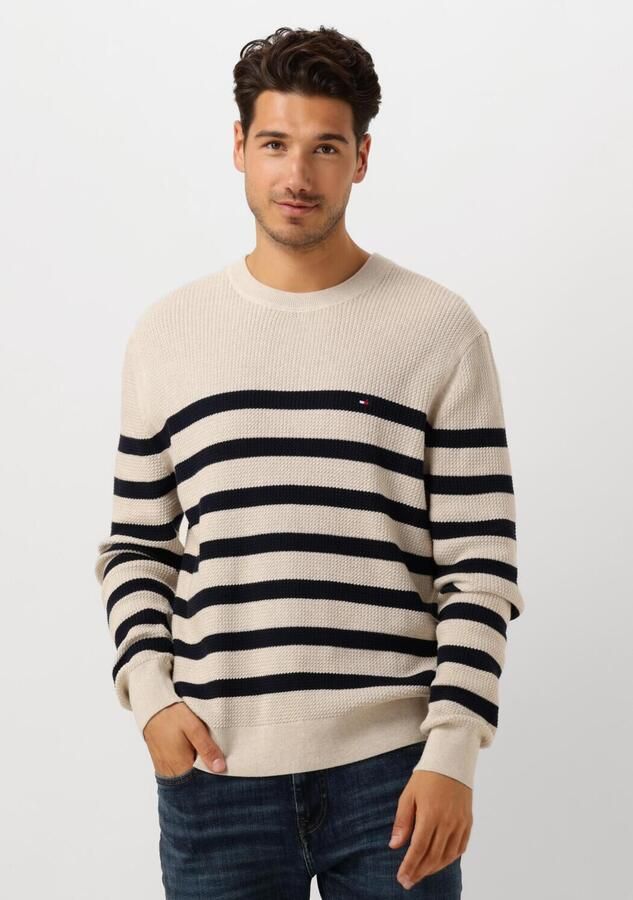 Tommy Hilfiger Gebreide trui STRUCTURE CREW NK met contrastkleurige strepen - Foto 4