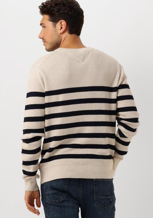 Tommy Hilfiger Gebreide trui STRUCTURE CREW NK met contrastkleurige strepen