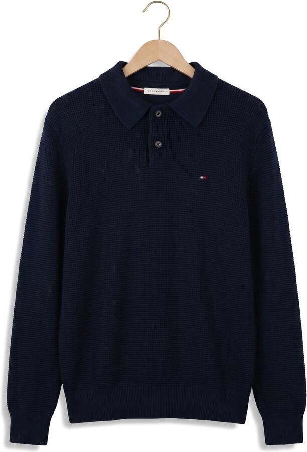 TOMMY HILFIGER Heren Truien & Vesten Waffle Structure Rugby Donkerblauw - Foto 4