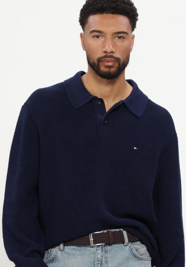 TOMMY HILFIGER Heren Truien & Vesten Waffle Structure Rugby Donkerblauw - Foto 3