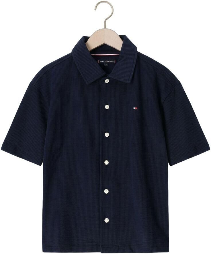 TOMMY HILFIGER Jongens Overhemden Jersey Seersucker Shirt Ss Donkerblauw