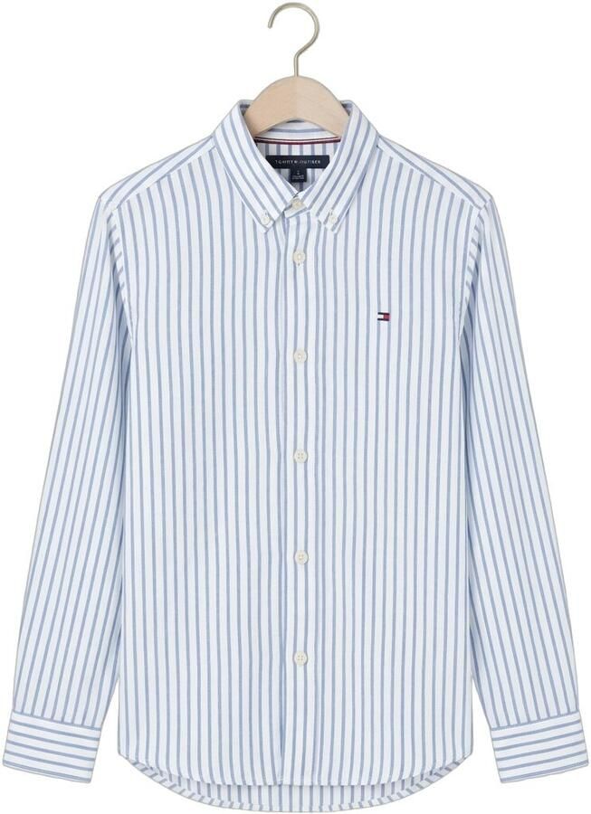 TOMMY HILFIGER Jongens Overhemden Linen Blend Striped Shirt Ls Wit