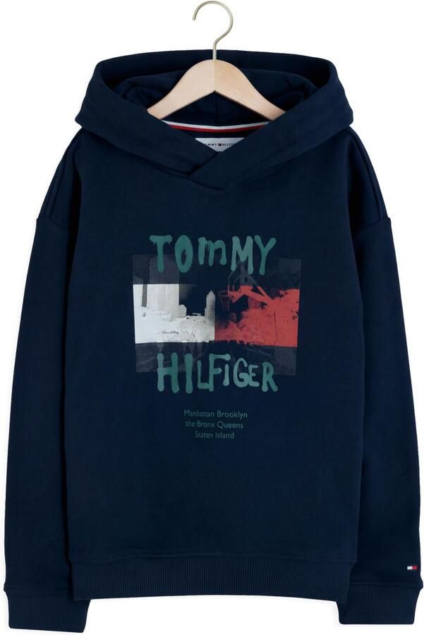 TOMMY HILFIGER Jongens Truien & Vesten Flag Grafitti Hoodie Donkerblauw