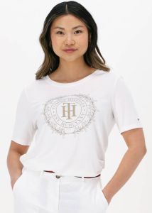 Tommy Hilfiger Witte T-shirt Reg Sueded Th Crest Open-nk Tee