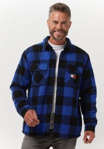 Tommy Jeans Blauwe Overshirt Tjm Sherpa Flannel Overshirt
