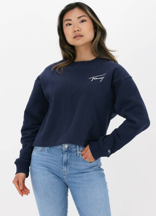 TOMMY JEANS Sweater TJW CROP TOMMY SIGNATURE CREW met signature-logo-opschrift