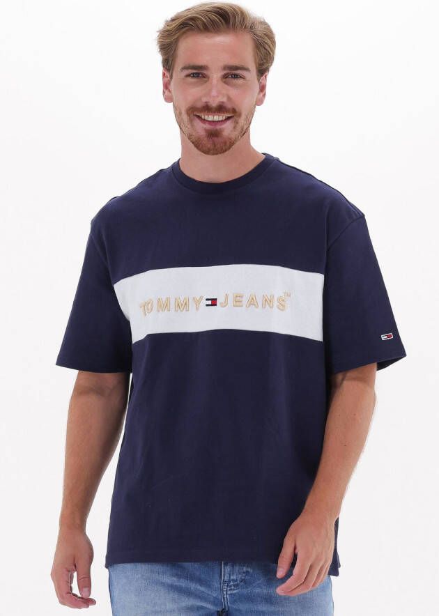 TOMMY JEANS Heren Polo's & T-shirts Tjm Printed Archive Tee Donkerblauw
