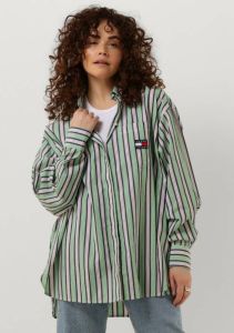 Tommy Jeans Groene Blouse Tjw Ultra Oversized Stripe Shirt