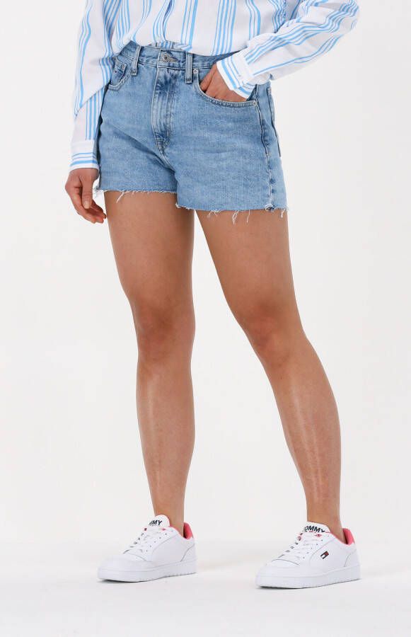 Tommy Jeans Blauwe Katoenen Dames Shorts met Ritssluiting en Knoopsluiting Blue Dames