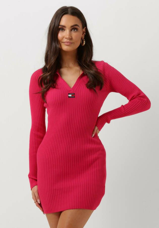 TOMMY JEANS Dames Jurken Tjw Collar Badge Sweater Dress Roze