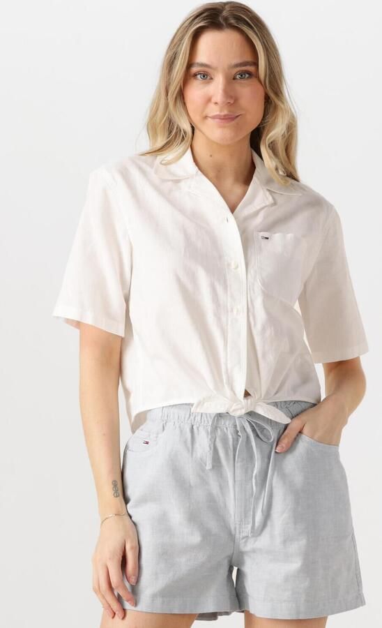 TOMMY JEANS T-shirt TJW CRP LINEN SS SHIRT met borstzak logo-borduursel - Foto 4