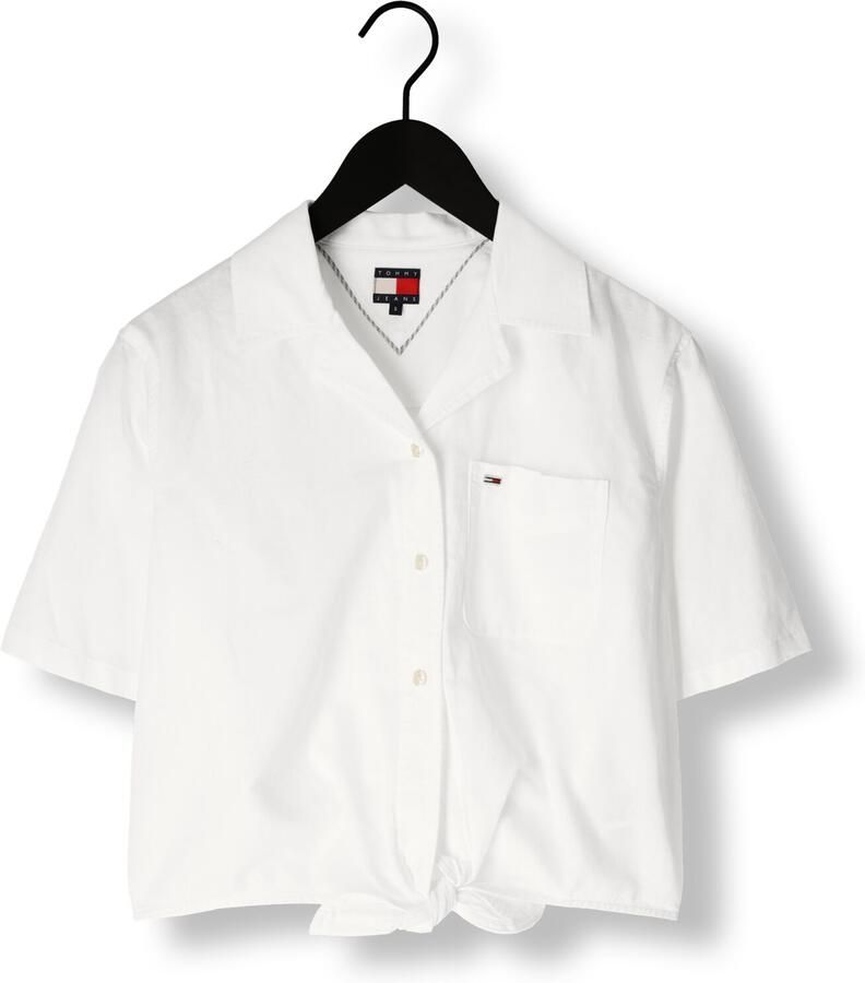 TOMMY JEANS T-shirt TJW CRP LINEN SS SHIRT met borstzak logo-borduursel