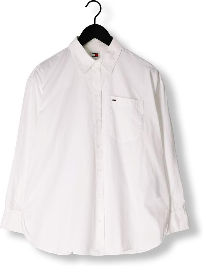 Tommy Jeans Witte Casual Shirt met Vlag Borduurwerk White Dames