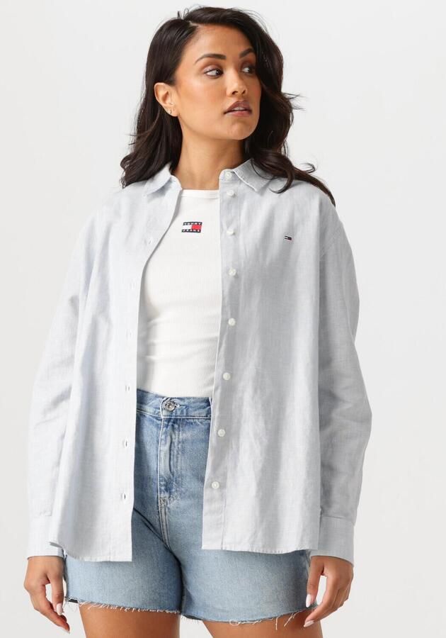 Tommy Jeans Relaxed fit blouseshirt van een mix van katoen en linnen - Foto 4