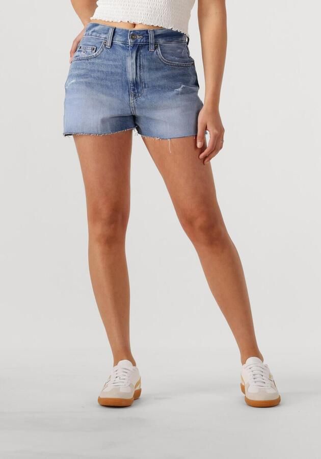 Tommy Jeans straight high waist denim short medium blue denim - Foto 4