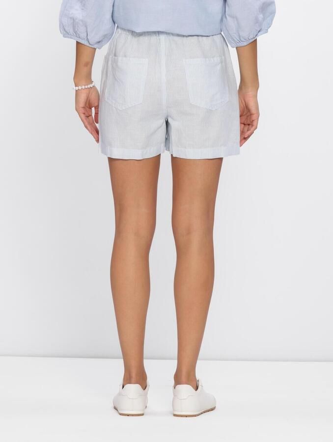 Tommy Jeans straight regular waist gestreepte casual short met linnen lichtblauw - Foto 3