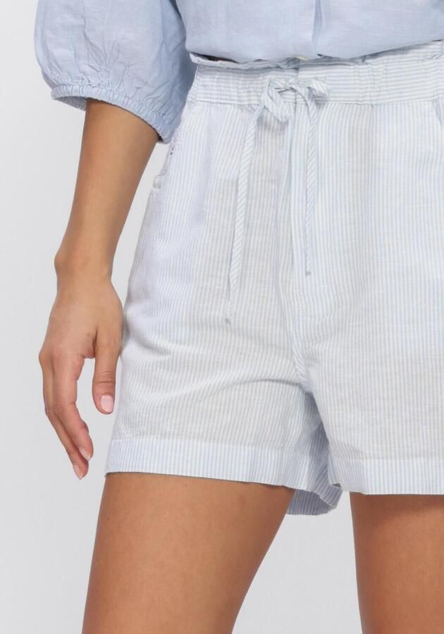 Tommy Jeans straight regular waist gestreepte casual short met linnen lichtblauw - Foto 4