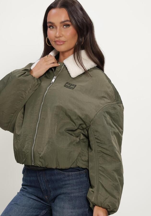 TOMMY JEANS Dames Jassen Tjw Fur Collar Utility Bomber Groen - Foto 4