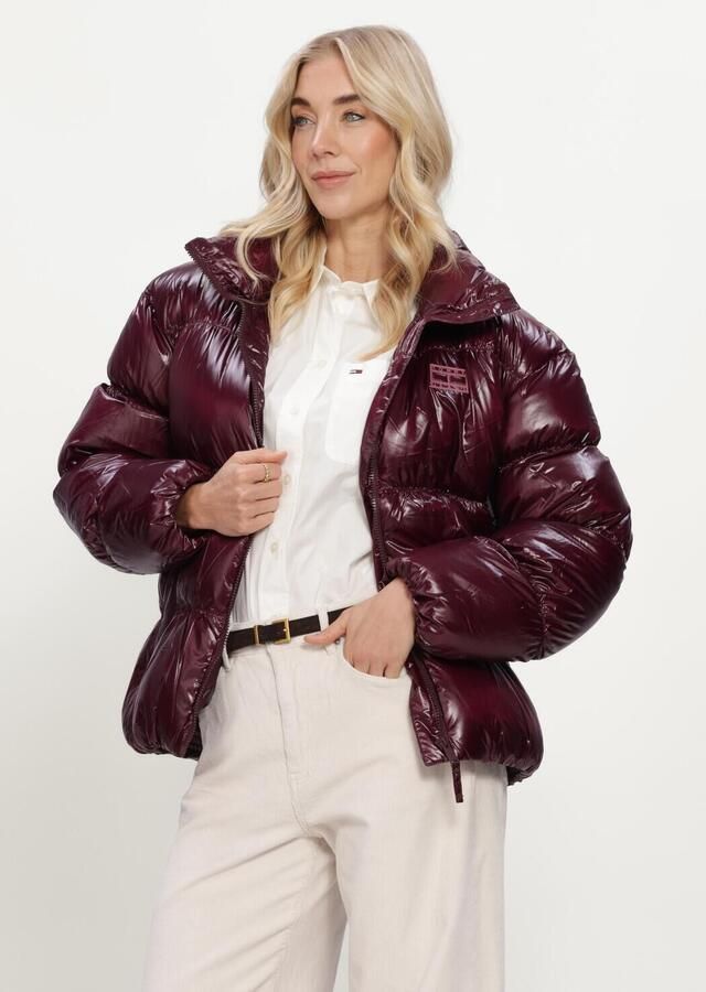 TOMMY JEANS Dames Jassen Tjw High Neck Shiny Puffer Down Bordeaux