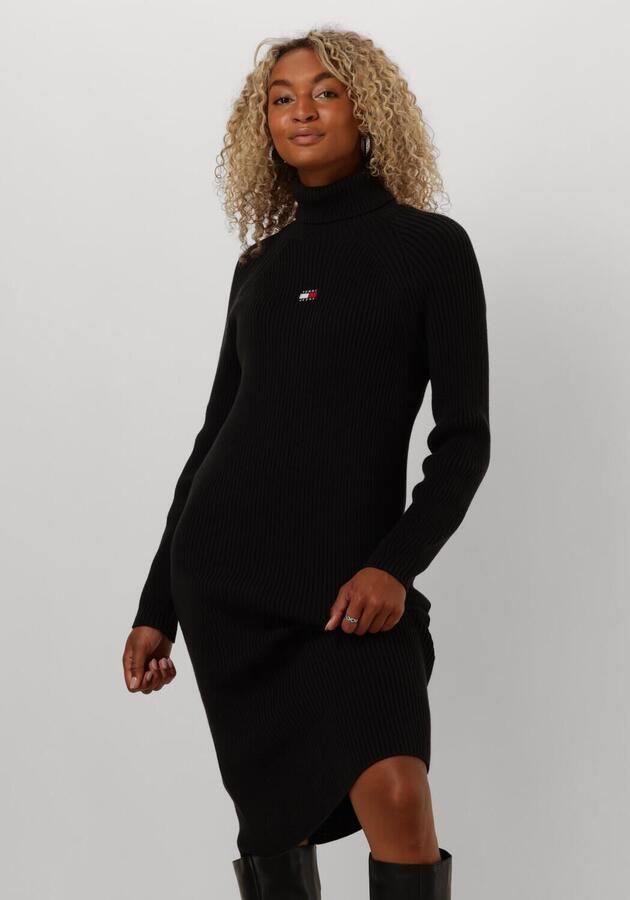 TOMMY JEANS Dames Jurken Tjw Mockneck Badge Sweater Dress Zwart - Foto 4
