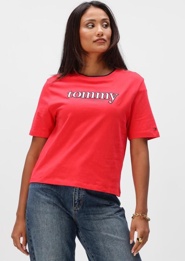 TOMMY JEANS Dames Tops & T-shirts Tjw Bxy Tommy Applique Ss Tee Rood