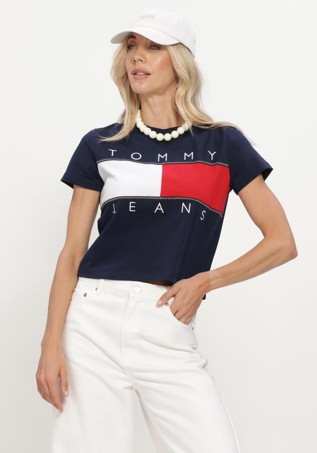 TOMMY JEANS Dames Tops & T-shirts Tjw Reg Flag Ss Tee Ext Donkerblauw