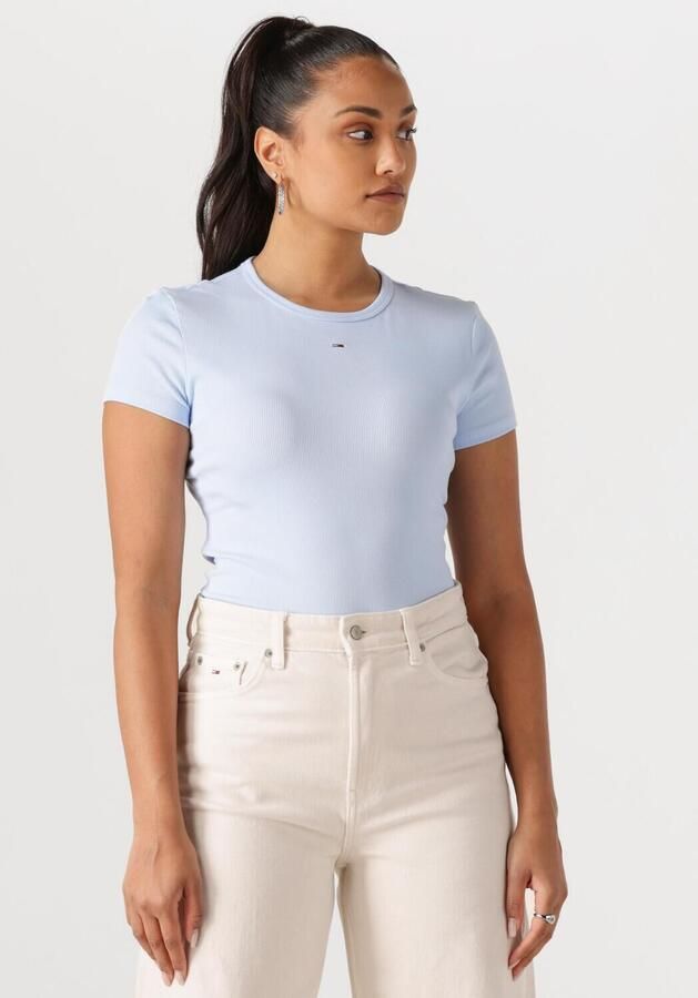 TOMMY JEANS Dames Tops & T-shirts Tjw Slim Essential Rib Ss Ext Lichtblauw - Foto 4