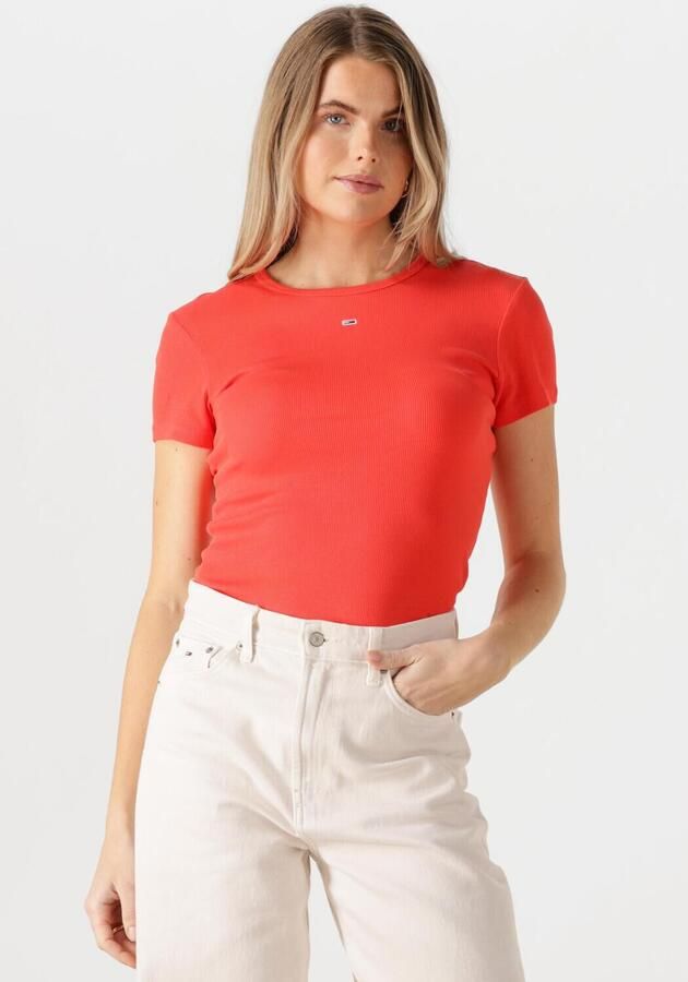 TOMMY JEANS Dames Tops & T-shirts Tjw Slim Essential Rib Ss Ext Rood - Foto 4