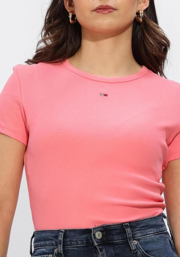 TOMMY JEANS Dames Tops & T-shirts Tjw Slim Essential Rib Ss Ext Roze - Foto 4