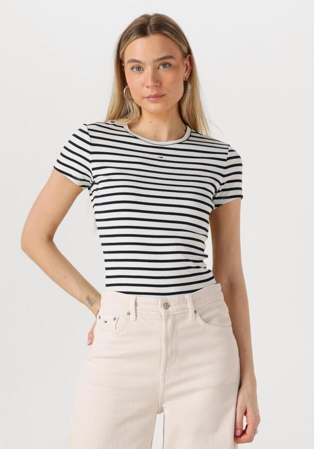 TOMMY JEANS Dames Tops & T-shirts Tjw Slim Essential Rib Ss Ext Wit - Foto 4