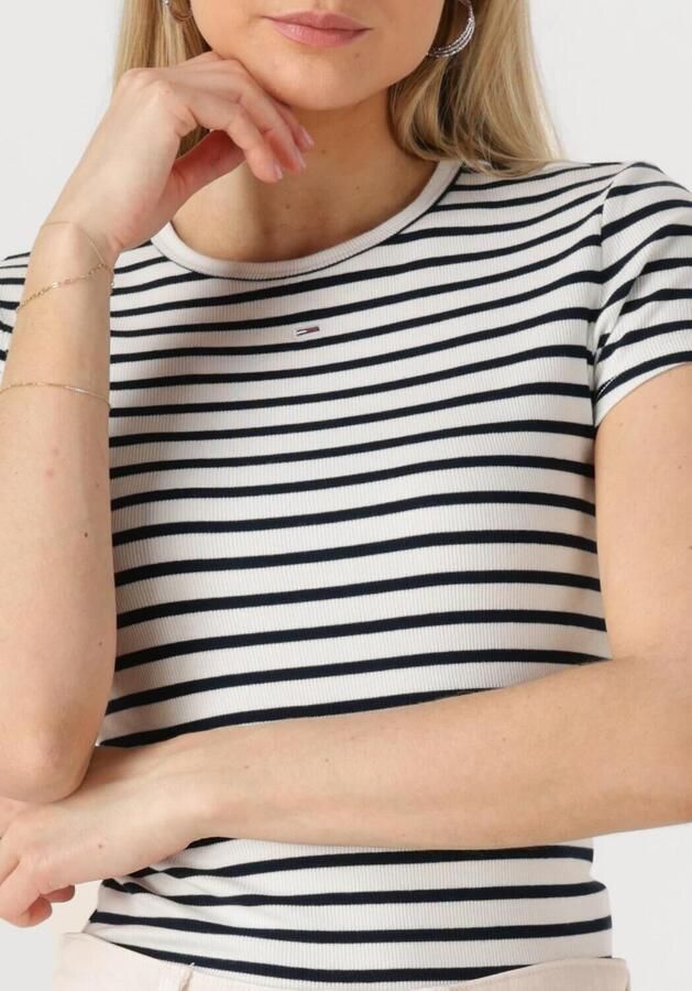 TOMMY JEANS Dames Tops & T-shirts Tjw Slim Essential Rib Ss Ext Wit