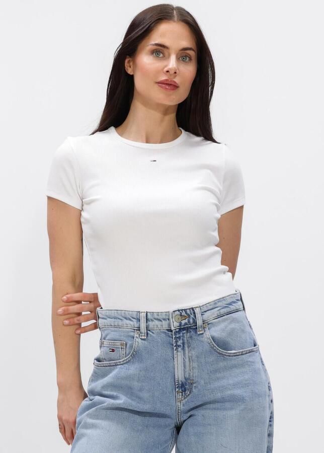 TOMMY JEANS T-shirt Slim Essential Rib Shirt Rippshirt Rundhalsshirt