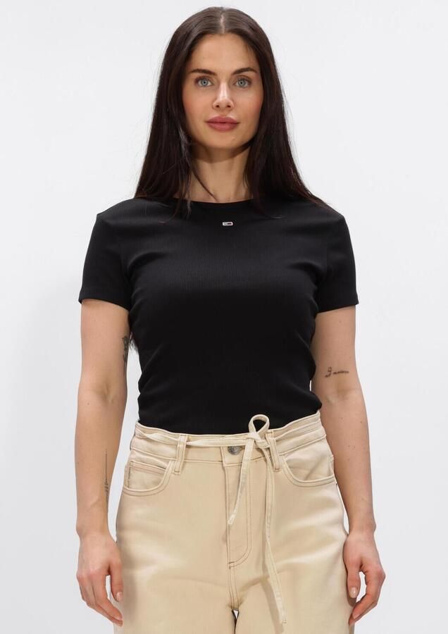 TOMMY JEANS T-shirt Slim Essential Rib Shirt Rippshirt Rundhalsshirt