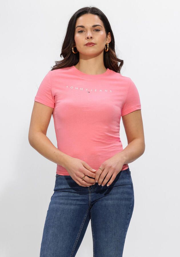 TOMMY JEANS Dames Tops & T-shirts Tjw Slim Linear Tee Ext Roze