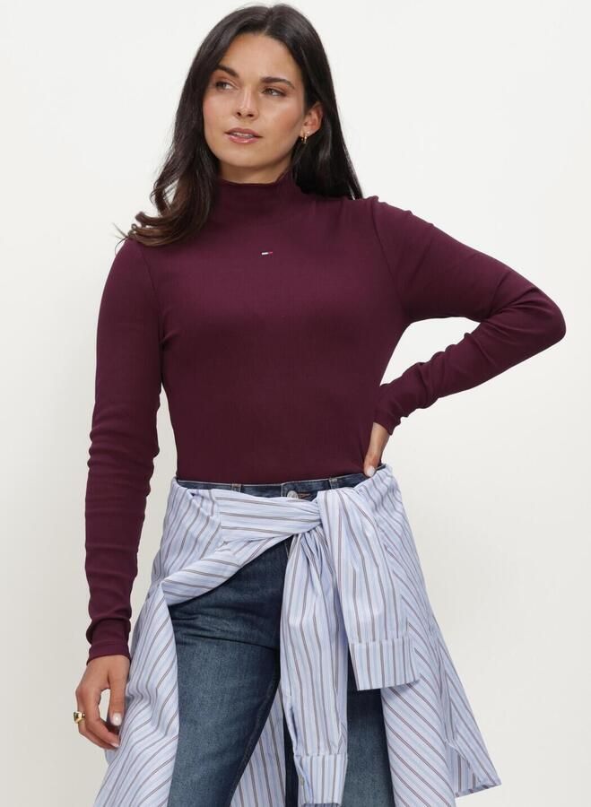 TOMMY JEANS Dames Truien & Vesten Tjw Essential Mock Neck Bordeaux