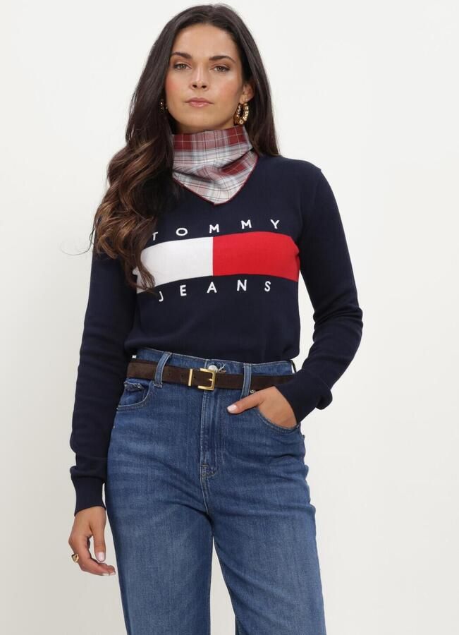 TOMMY JEANS Dames Truien & Vesten Tjw Flag Crew Neck Sweater Ext Donkerblauw