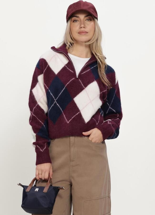 TOMMY JEANS Dames Truien & Vesten Tjw Fluffy Quarter Zip Sweater Bordeaux
