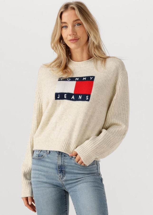 TOMMY JEANS Dames Truien & Vesten Tjw Melange Flag Sweater Rib Ext Ecru - Foto 4