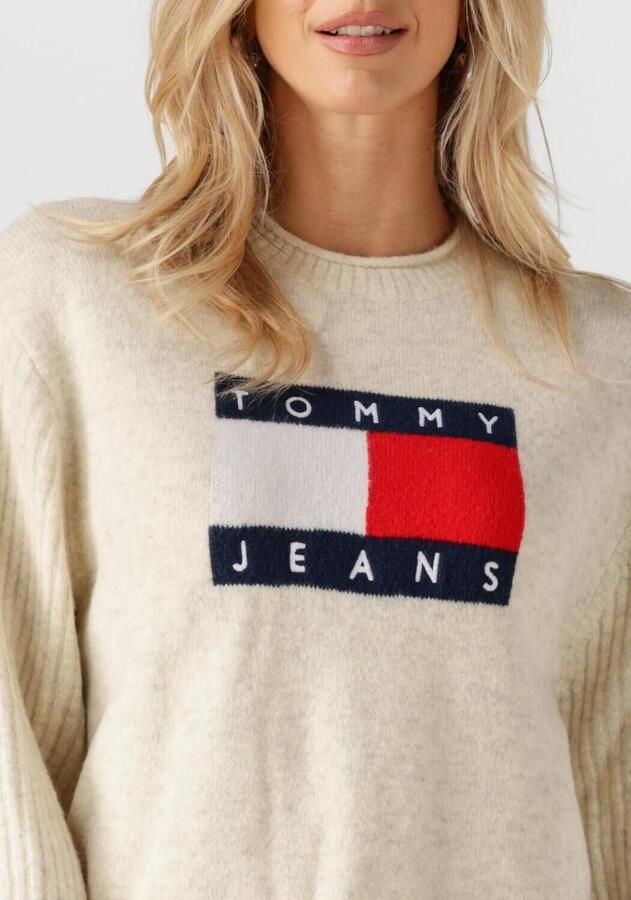 TOMMY JEANS Dames Truien & Vesten Tjw Melange Flag Sweater Rib Ext Ecru