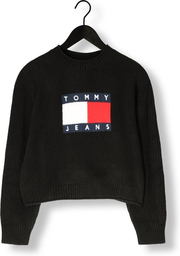 TOMMY JEANS Dames Truien & Vesten Tjw Melange Flag Sweater Rib Ext Zwart