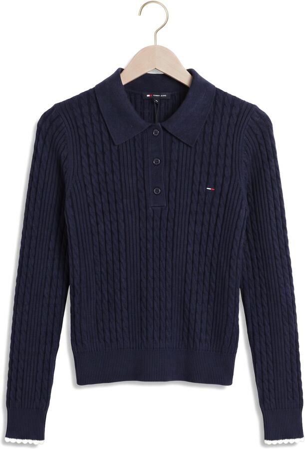 TOMMY JEANS Dames Truien & Vesten Tjw Micro Cable Polo Sweater Ext Donkerblauw - Foto 4