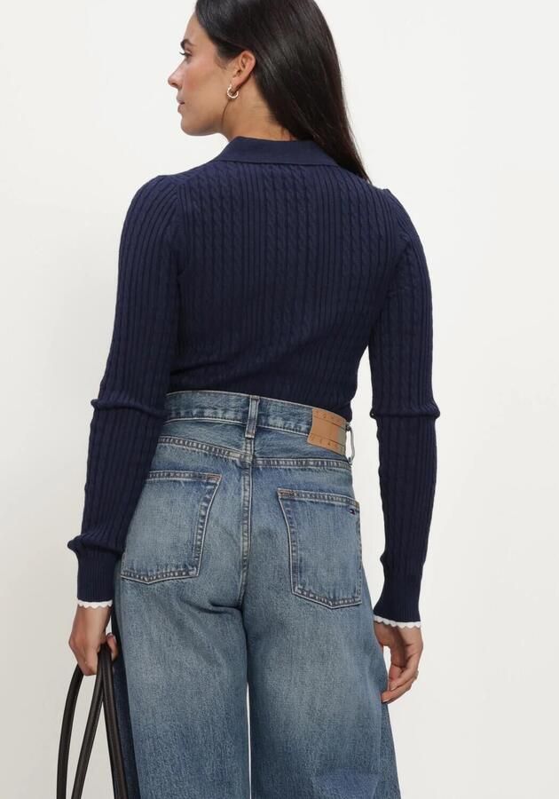 TOMMY JEANS Dames Truien & Vesten Tjw Micro Cable Polo Sweater Ext Donkerblauw - Foto 2